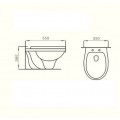 WC sospeso ovale, 56x35 cm, bianco, con sedile, Cottage