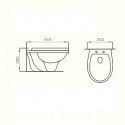 WC Oval Suspended, 56x35 cm, Blanco, con risa, Cottage