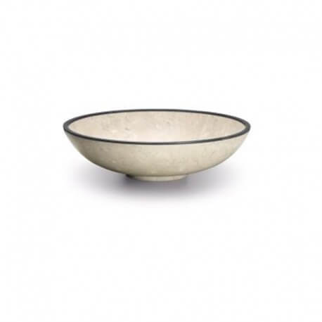 Mesa redonda en beige y piedra negra Elegante