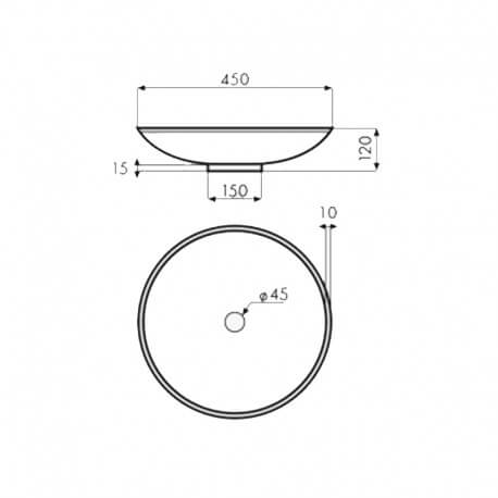 Mesa redonda en beige y piedra negra Elegante