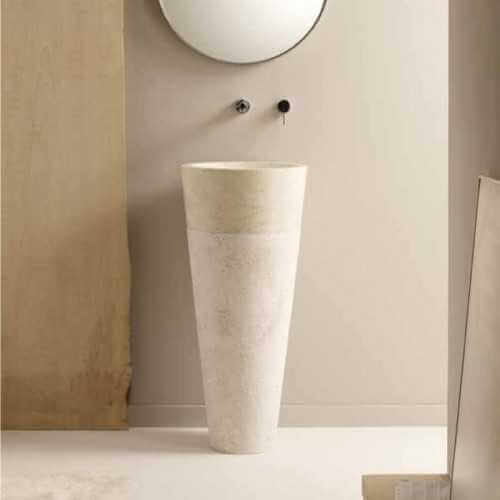 Lavabo de totem redondo en piedra beige Ultimate