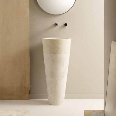 Lavabo de totem redondo en piedra beige Ultimate