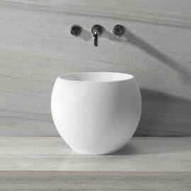 Composite matt white round laying basin 40 cm - Nature 2
