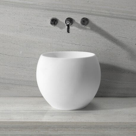 Composite matt white round laying basin 40 cm - Nature