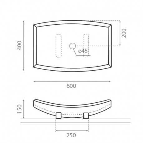 Rectangular laying pan black natural stone Plume