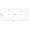 Washbasin Suspended Double Vasque Solid surface White Mat 120x45cm - Pure
