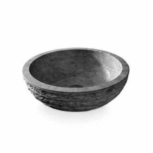 Round laying vase black natural stone Strass 