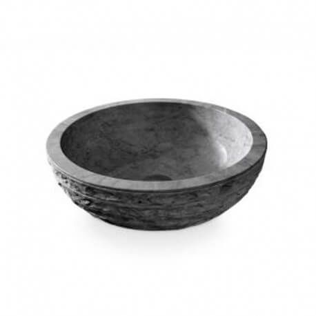 Round laying vase black natural stone Strass 