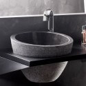 Vasque à poser ronde pierre naturelle Noire Deco | Rue du Bain