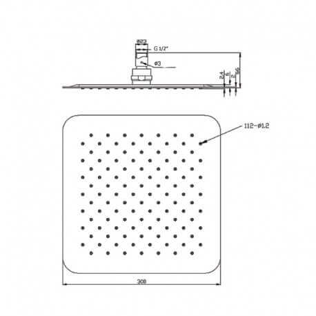 Pomme de douche carrée chromée | Rue du Bain