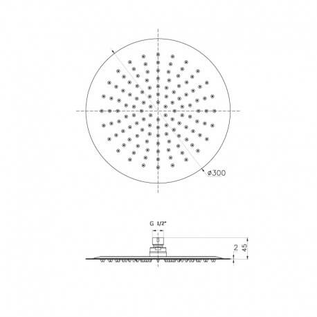 Round Head Shower Chromé Slim 30 cm