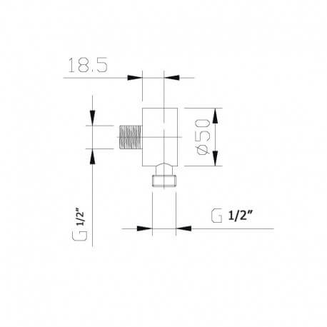 Round Water socket for Flexible Shower, Chromé, Eo