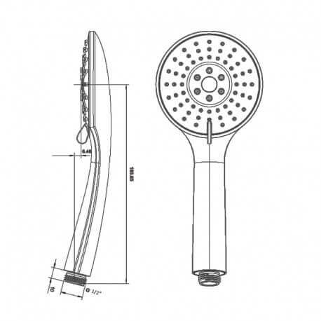 Hand shower Chromée Round 3 jets