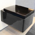 Rectangular Suspended WC - With Shredding - Shining Black Ceramic - 52x39 cm - Kube