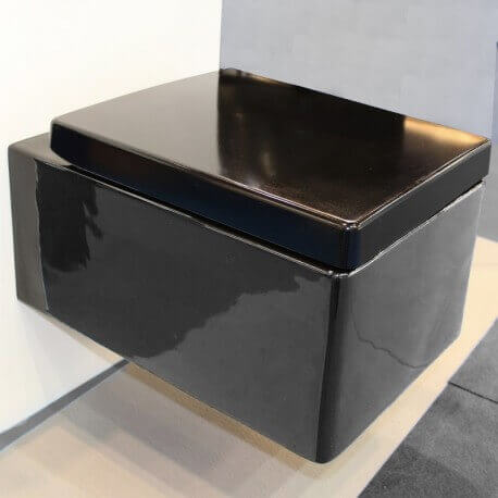 Rectangular Suspended WC - With Shredding - Shining Black Ceramic - 52x39 cm - Kube