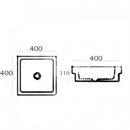 Vasque cuadrado de cerámica blanca semimontado Temps Rue du Bain