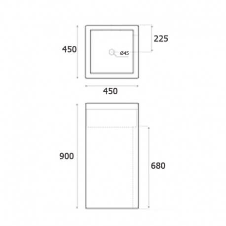 Square totem lavabo in Stone Beige Stone