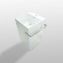 Lavabo totem carré avec porte serviette céramique blanche Alto+ | Rue du Bain