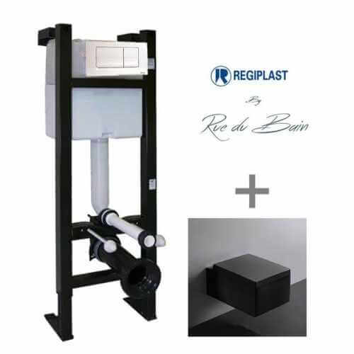 Kube nero WC pack con piastra nera