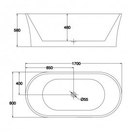  White oval acrylic ilot bath 170 cm Bruges 2