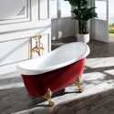 	Baignoire ilot rétro rouge et blanche Vérone | Rue du Bain