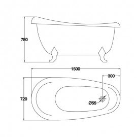  Ilot tub oval white retro style Prague 2