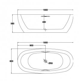  Bañera oval acrílico Ilot Turin 2