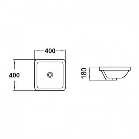 Semi-encastrable ceramic square vasque Life