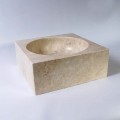 Vasque à poser carrée en pierre naturelle beige Focus | Rue du Bain