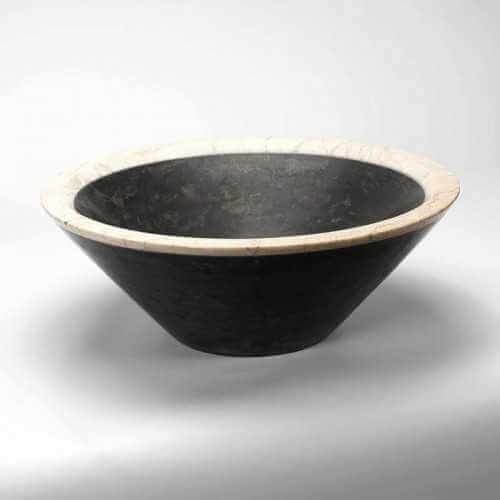 Vase redondo negro piedra y beige Elite