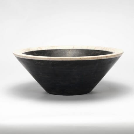 Runde Verlegevase schwarzer Stein und beige Elite