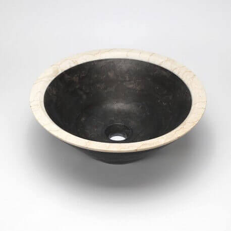 Runde Verlegevase schwarzer Stein und beige Elite