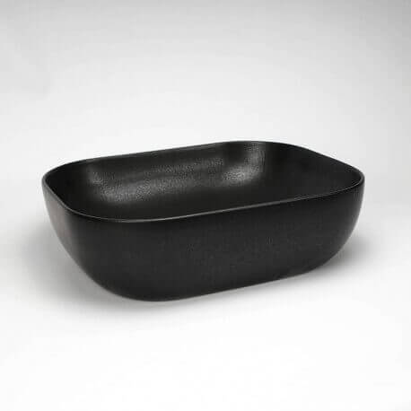 Rectangular matt black ceramic flooring pan Maze
