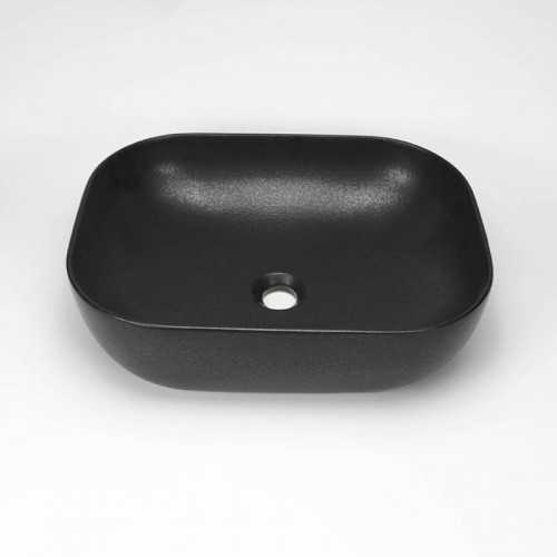 Rectangular matt black ceramic flooring pan Maze
