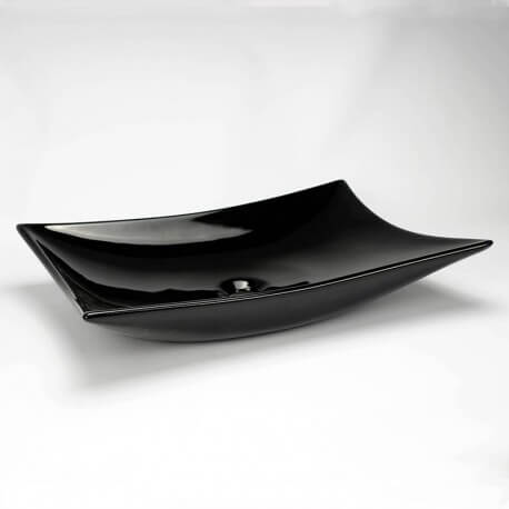 Black Rectangular Ceramic Laying Vasc Wing 