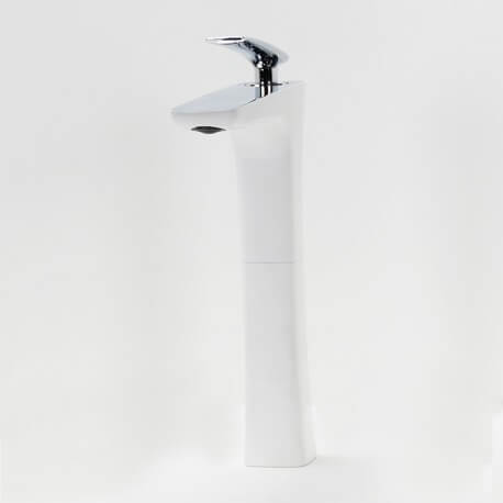 Robinet mitigeur lavabo surélevé chrome/blanc concep't| Rue du Bain