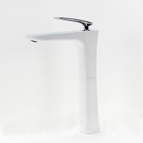 Robinet mitigeur lavabo surélevé chrome/blanc concep't| Rue du Bain