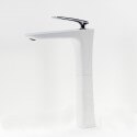 Robinet mitigeur lavabo surélevé chrome/blanc concep't| Rue du Bain