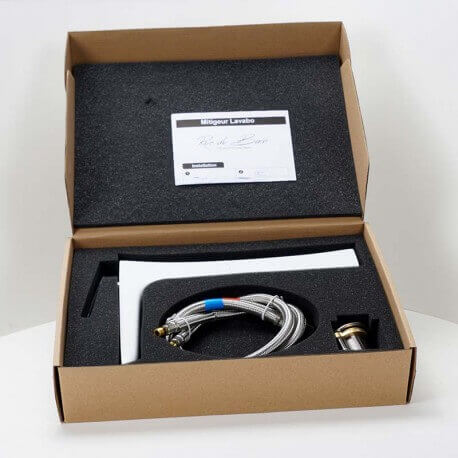 Robinet mitigeur lavabo surélevé chrome/blanc concep't| Rue du Bain