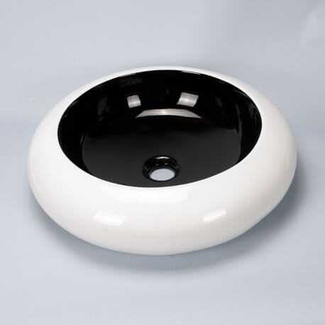Vasque à poser ronde blanc et noir céramique Arc | Rue du Bain