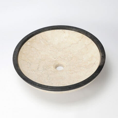 Mesa redonda en beige y piedra negra Elegante