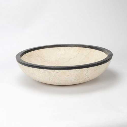 Mesa redonda en beige y piedra negra Elegante