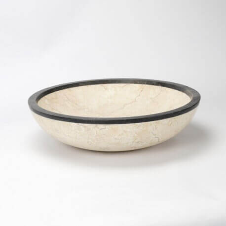 Mesa redonda en beige y piedra negra Elegante