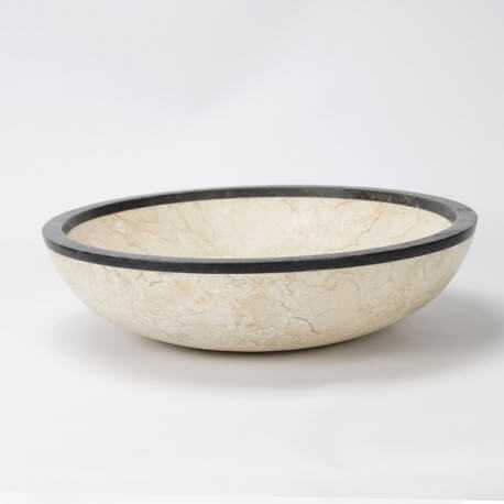 Mesa redonda en beige y piedra negra Elegante