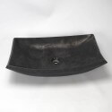 Vasque à poser rectangulaire pierre naturelle noire Plume| Rue du Bain