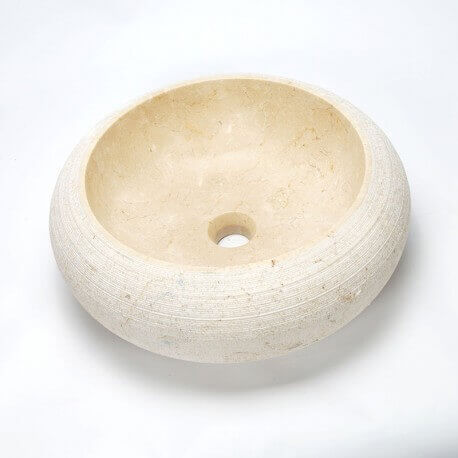 Vasque à poser galet pierre beige Atoll | Rue du Bain