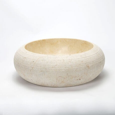 Vasque à poser galet pierre beige Atoll | Rue du Bain