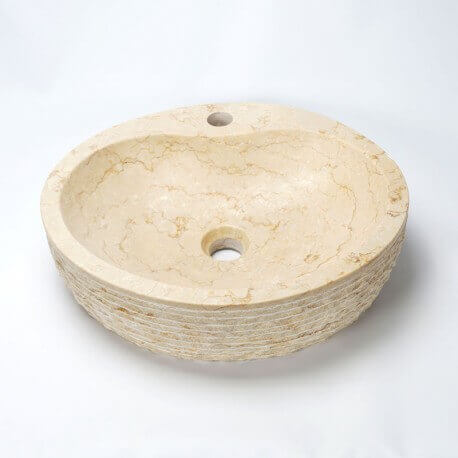 Oval pose vasque beige natural stone Groove