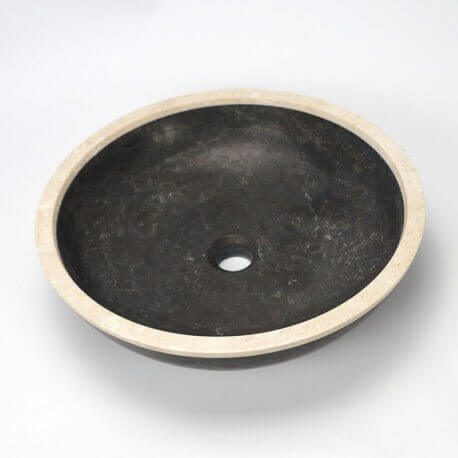  Vase redondo negro piedra natural Stylish Rue du Bain 