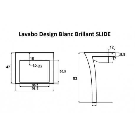 Lavabo totem slide type corian blanc mat